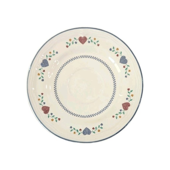 Legacy Hearts Saucer (6.75") #4006 Newcor 1989 Stoneware White Blue - Picture 3 of 5